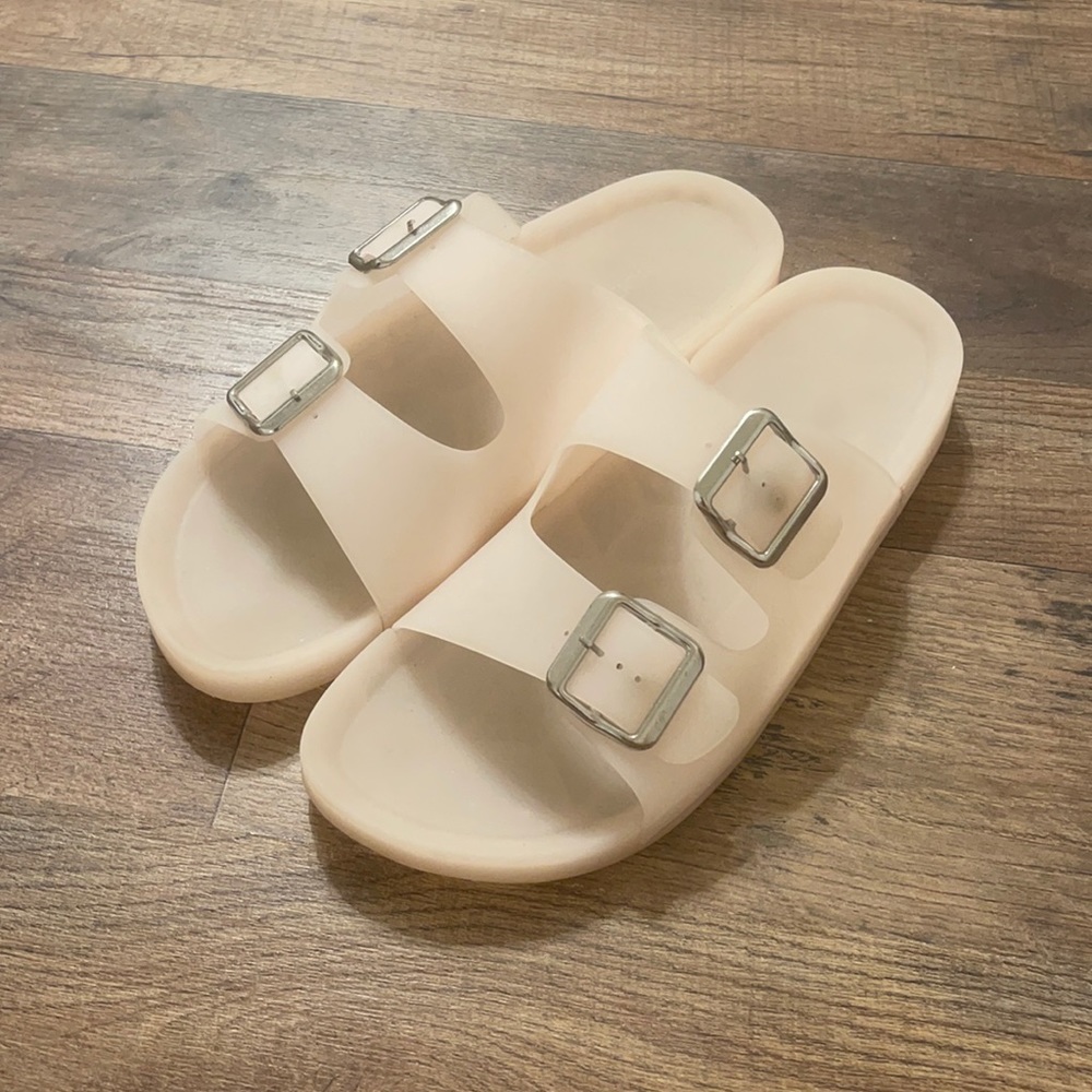 Nude Slip On Sandals